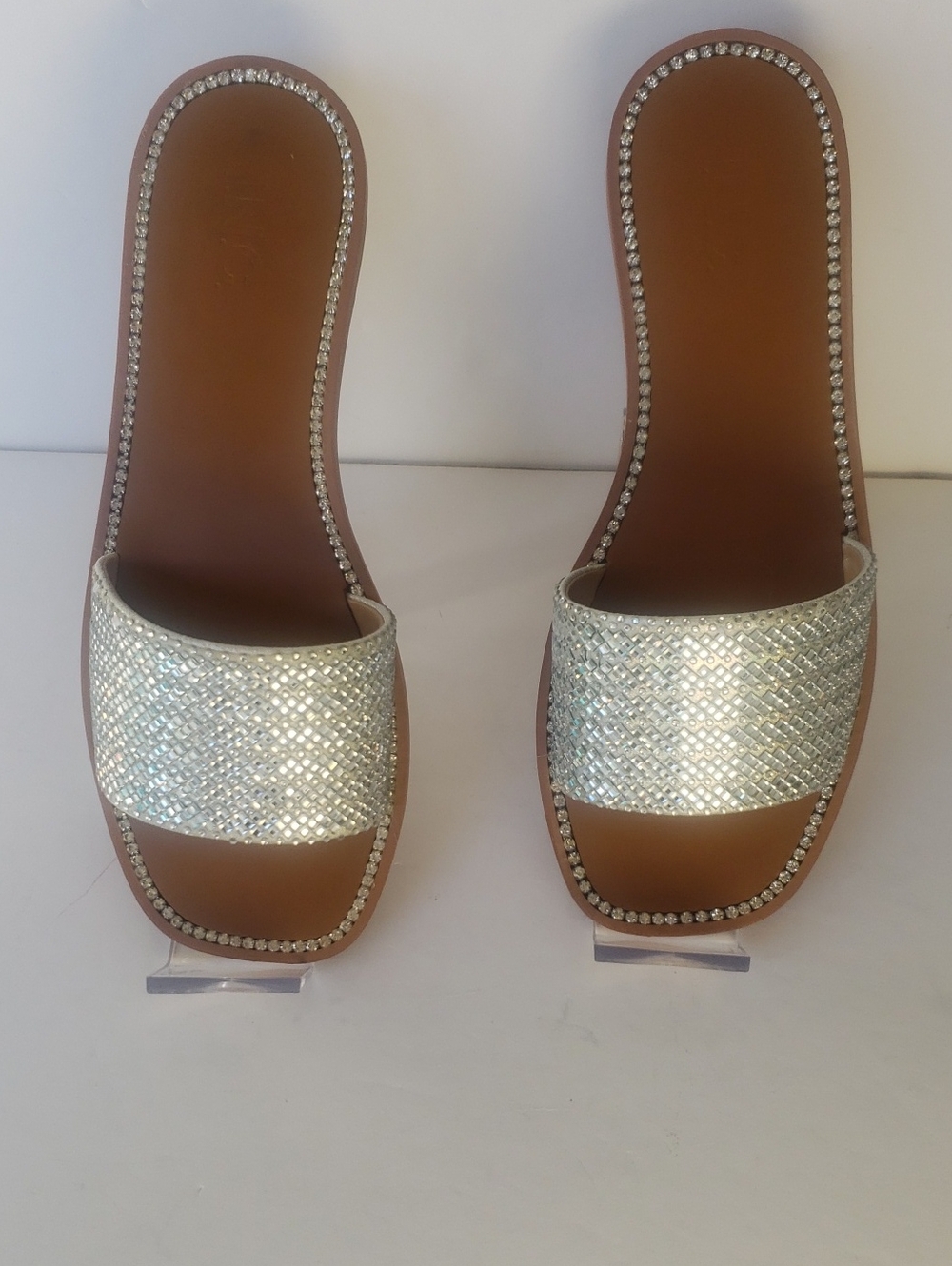 I.N.C. "PELLE" Silver Bling Slide Sandal, Size 8.5M, NIB